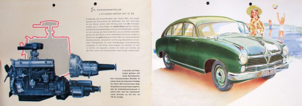 Borgward Hansa 2400 Modellprogramm 1952 Automobilprospekt (10038)